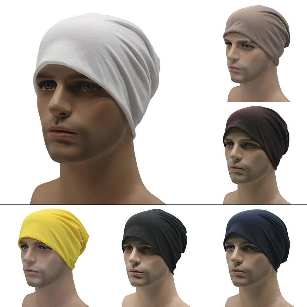 Sport all'aria aperta tinta unita Unisex uomo donna Skullies berretti berretto di copertura lavorato a maglia in cotone a doppio strato cappellini in tessuto cappello a cuffia