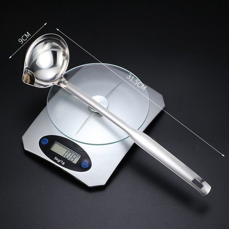 304 stainless steel oil separator drain oil filter oil magic spoon household oil leakage oil separator spoon strainer: A