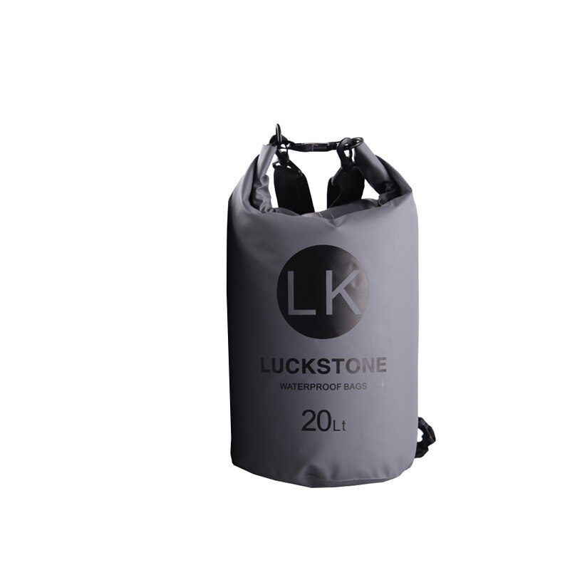 Camping Hiking PVC Dry Bag Waterproof Bag 20L Drift Bag Traveling Double Shoulders Rafting Bag Waterproof Camera Case trecking: gray