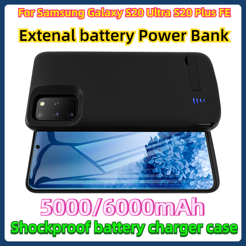 Voor samsung galaxy  s20 ultra  s20 plus fe externe batterij powerbank powerbank hoes  s20 schokbestendige batterijlader hoes