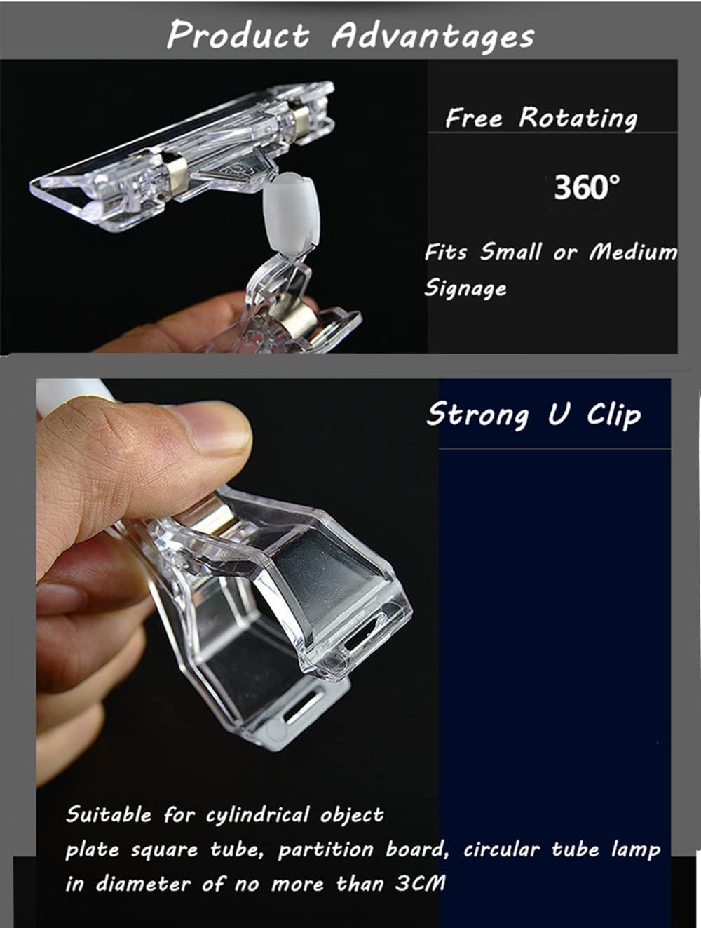 Plastic Merchandise Sign Clip Rotatable Pop Clip-on Holder Stand Price Display Holders Clear