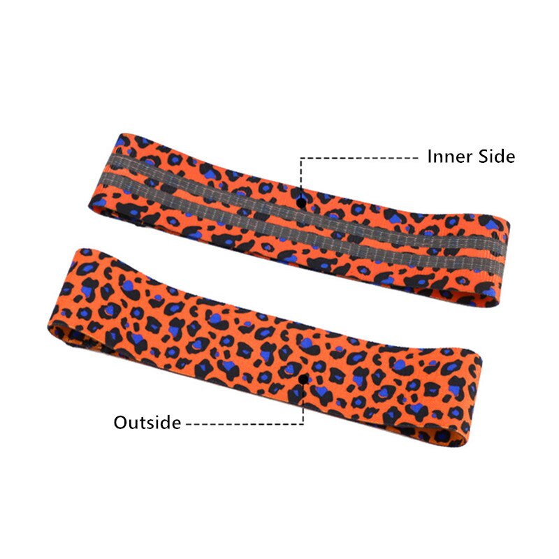 Unisex leopard print yoga squat cirkel løfte hofter modstandsbånd elastisk træning fitnessudstyr: Orange s