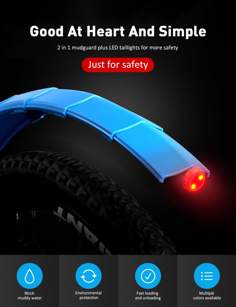 26 Inch Mtb Fiets Fenders Met Led Achterlicht Fiets Vleugels Spatbord Opvouwbare Intrekbare Pvc Fietsen Duurzaam Spatbord