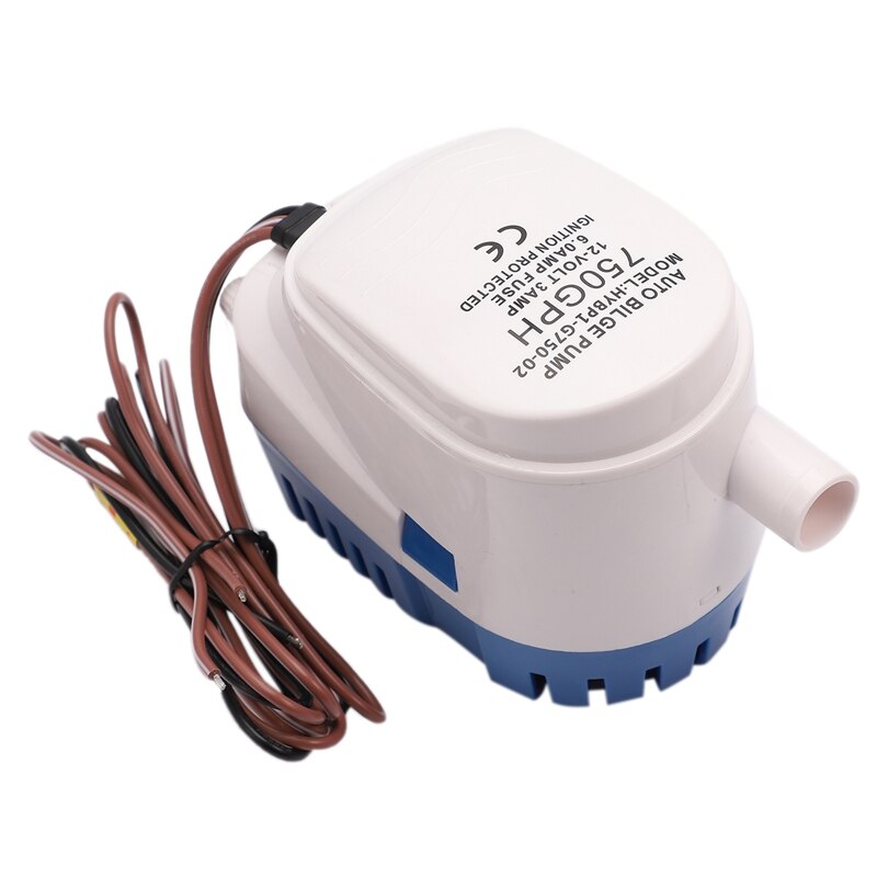 12V 750GPH Marine Submersible Pump Automatic Float Pump with Float Switch Marine / Bait Bin / Fish