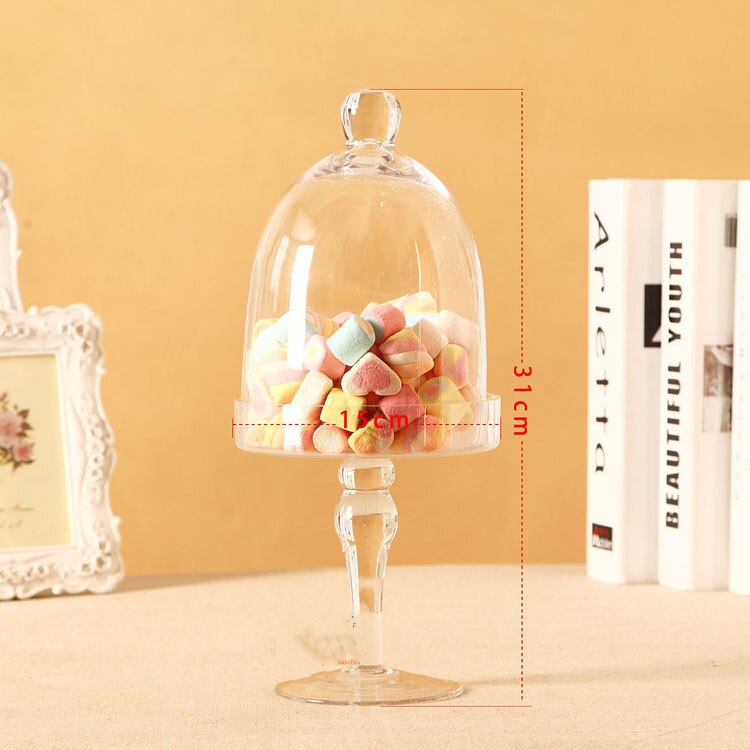 European Transparent Glass Storage Tank with Lid Household Glass Candy Jar Decorative Wedding Banquet Decorative Candy Bottle: B  15x31cm