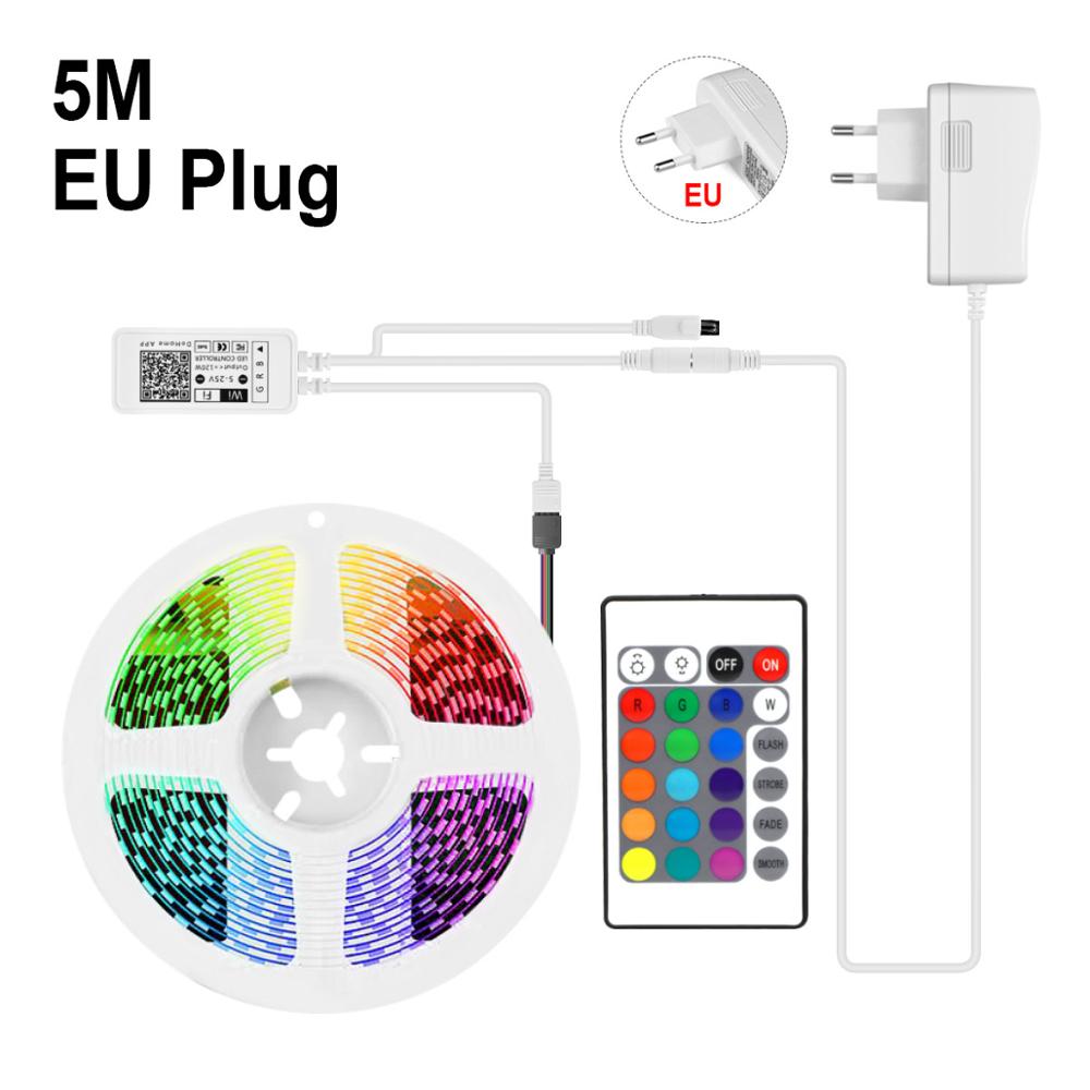 Homekit-tira de luces LED con Control remoto por voz para el hogar, lámpara inteligente con WiFi de 2,4G, regulable, funciona con Apple Homekit, Alexa y Google Home: 5M Set with EU Plug