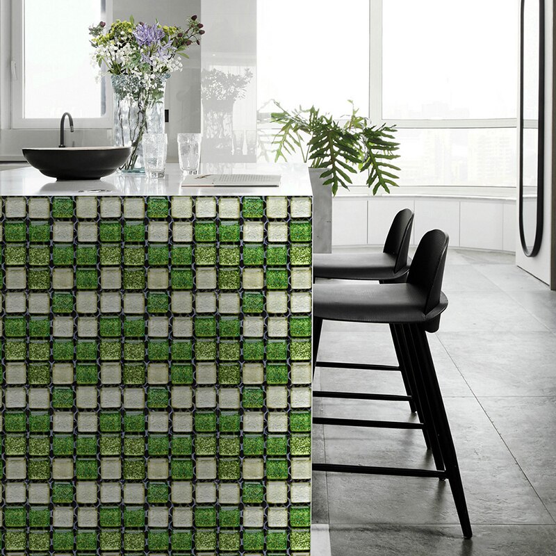 Magic Gel Tiles Self Stick Mosaic Tile for Kitchen and Bathroom Backsplash Brick Crystal Wallpaper - 1 Sheet