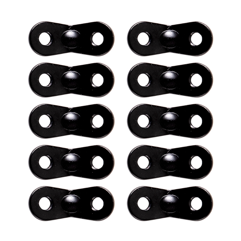 Tendeurs de corde de tente en alliage d&#39;aluminium, 10 pièces, corde de Camping antidérapante, boucles de verrouillage, double trous, bouchon d&#39;arachides: black