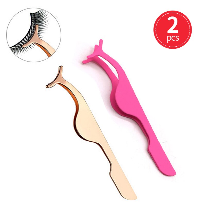 2/3/5Pcs Falsche Wimpern Pinzette Gefälschte Wimpern Applikator Werkzeuge Wimpern Verlängerung Curler Nipper Make-Up Wimpern pinzette Clip: Style D-2PCS
