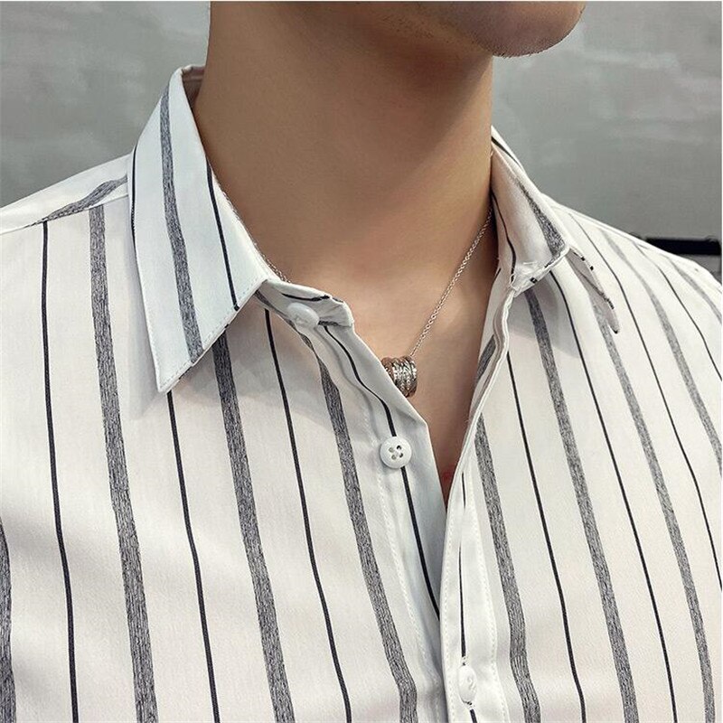 automne chemises hommes robe rayure verticale Streetwear mince hommes Chemise d'affaires décontracté à manches longues Chemise Homme smoking Chemise