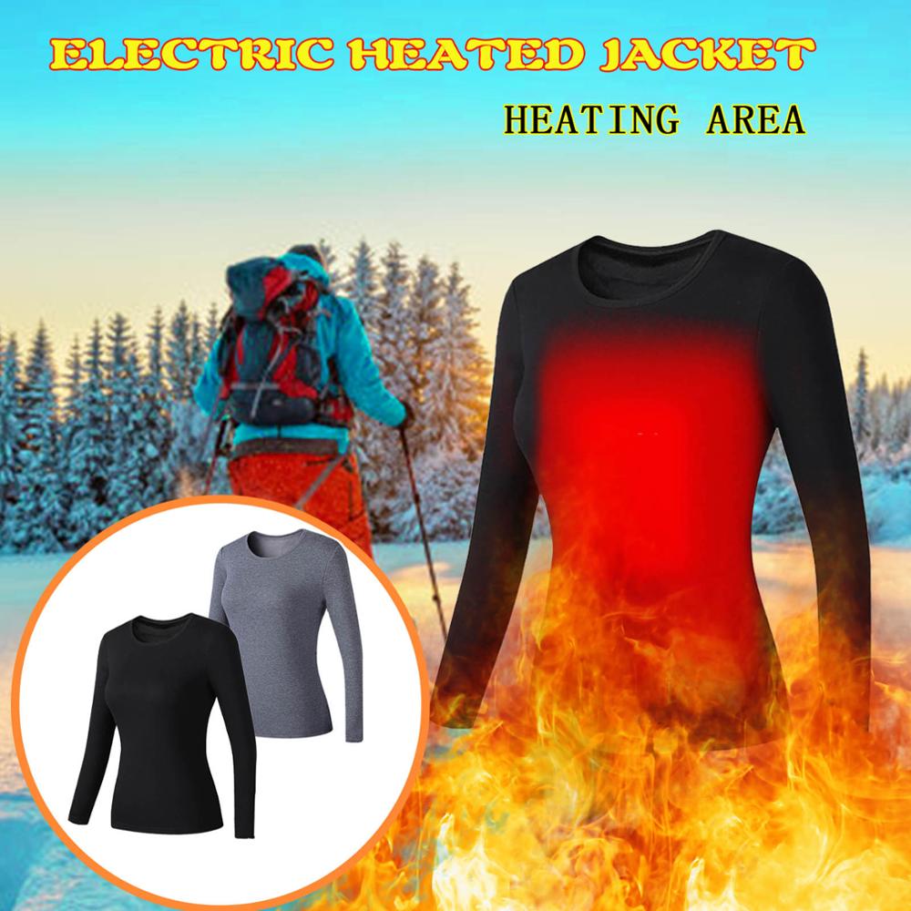 Outdoor Winter Verwarmde Vrouwen Verwarmde Thermische Ondergoed Usb Plug-In Opladen Elektrische Warm Thermische Kleding Voor Winter S-4XL