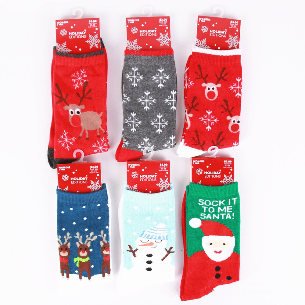 Chaussettes de noël père noël bonhomme de neige en coton, 1 paire, décorations pour la maison, de noël, nouvel an,