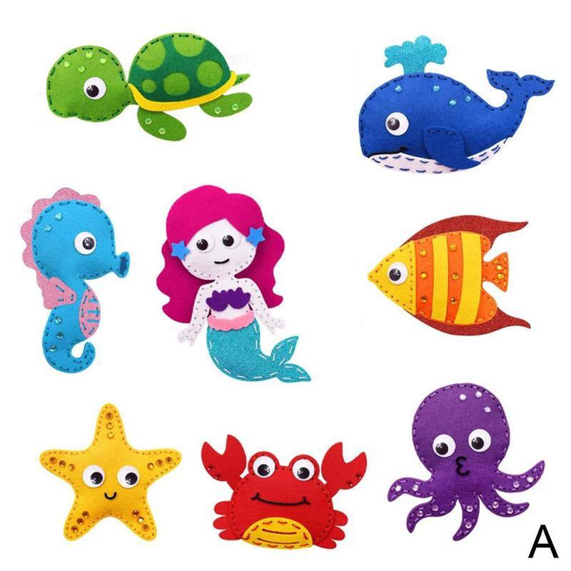 Costura DIY fieltro animales de peluche de juguete bosque animales Kit para manualidades criaturas del bosque para niños principiantes educativos de conjunto chica juguete de arte: A