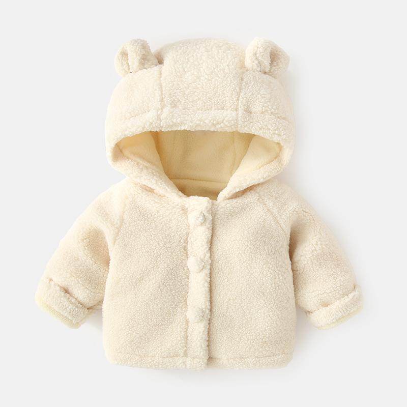 Herfst/Winter Jongens Meisjes Kasjmier Jas Comfortabele Leuke Baby Pasgeborenen Hooded Winter Jassen Kleding Kinderen Kleding: Beige / 24M