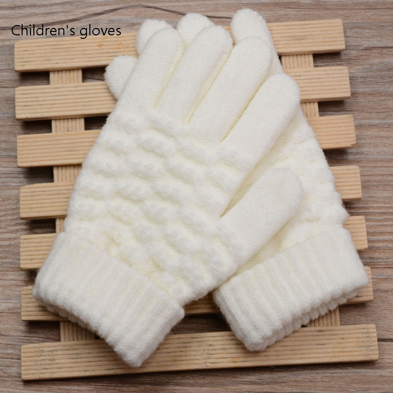 Adult woman Men Touch Screen Gloves and child Kids Boy girl Knit Gloves Winter Warm Full finger Gloves ST8: Child gloves white