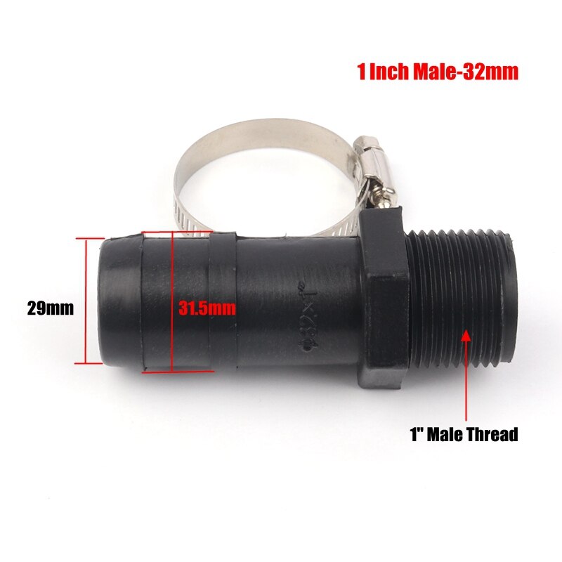 5 stk/parti 3/4 " -3 tommer  til 25-90mm pagodekobling landbruksvanning hovedrørskjøter sparende dryppslanger koblinger rørbøyle: 1 tommer hann -32mm