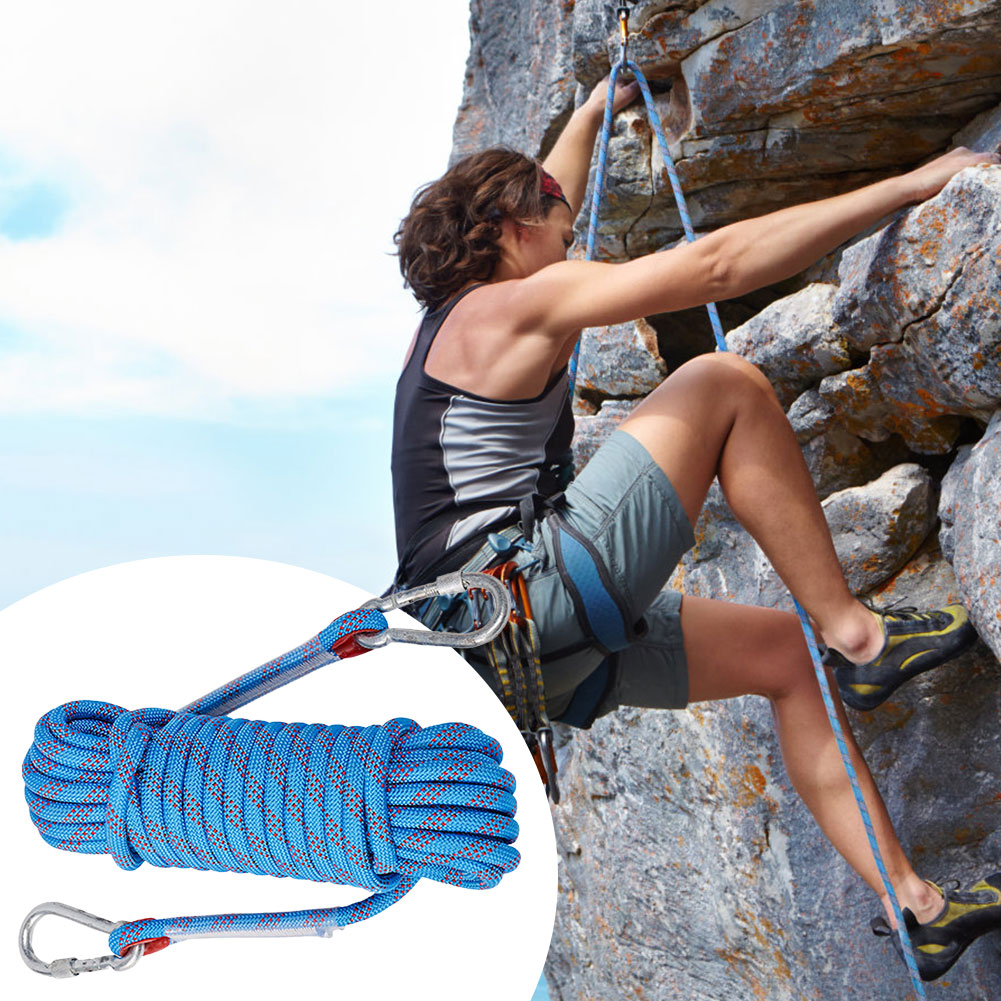 Cuerda de escalada en roca de 10mm, cuerda de rapero estática para exteriores de 10M/20M/30M para rescate de incendios, Escape de seguridad, escalada en árboles para exteriores