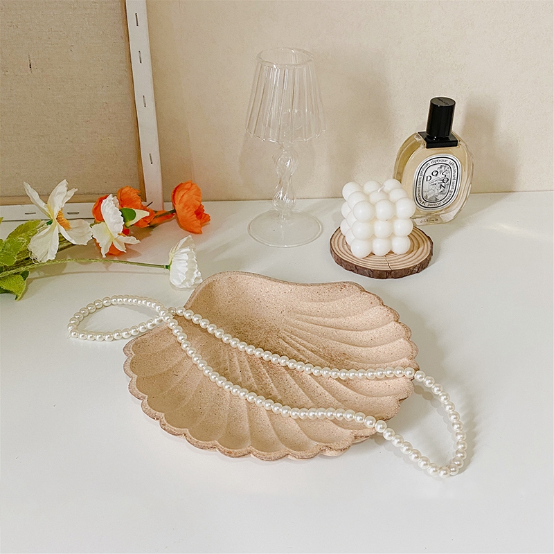 Ins Wooden Shell Trays Decorative Plates Natural Earrings Rings Jewelry Display Storage Tray Candy Snack Dishes Table Decoration