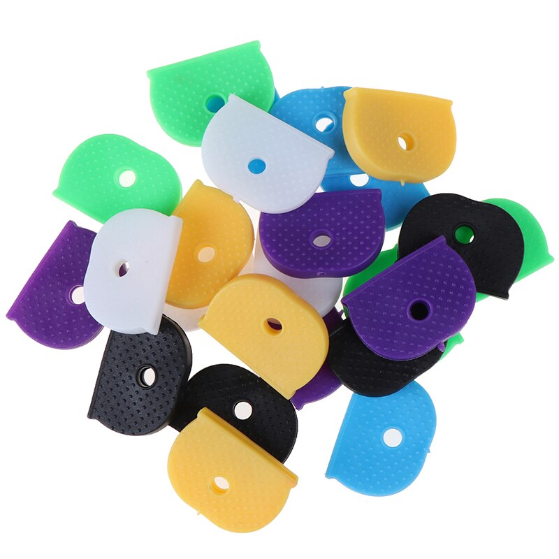10/24/32Pcs Multi Color Key Covers Hollow Rubber Soft Key Locks Keys Cap Topper Keyring Key Case Easy Identification Of Door Key