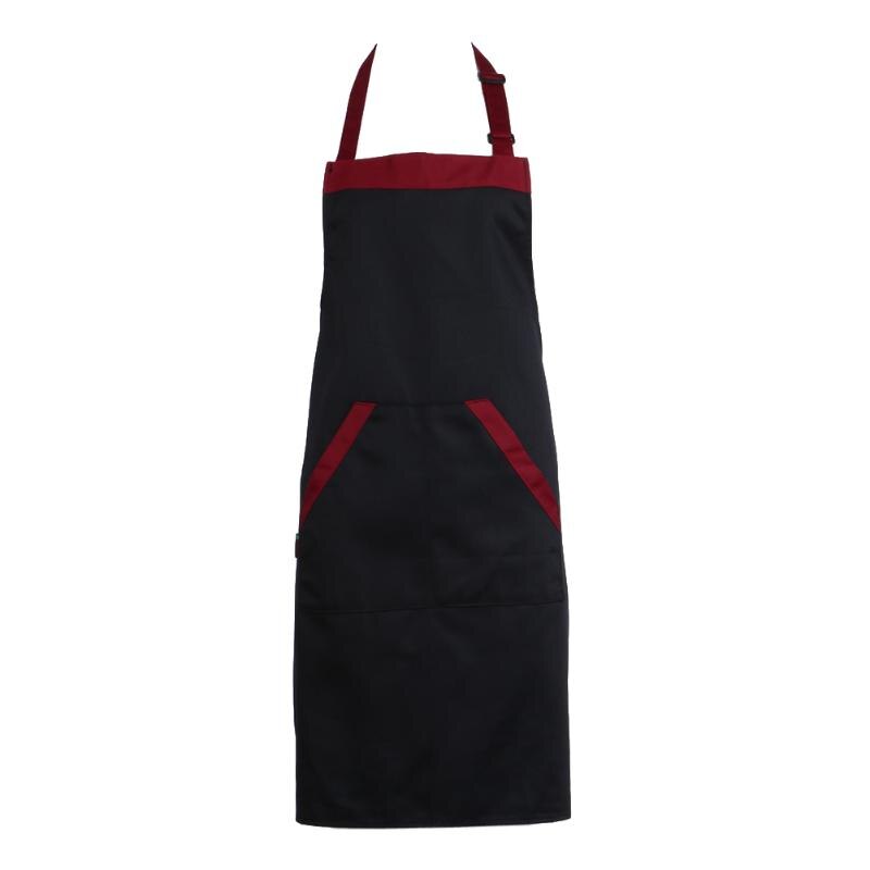 Waterproof Apron Adjustable Bib Apron Dress Men Women with 2 Pockets Chef Apron Cooking Kitchen Double Pocket Apron: Black
