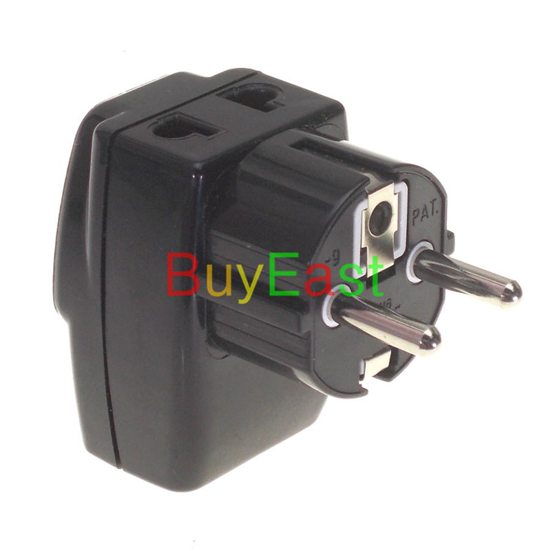 Adaptador de 3 vías para viajes de Rusia, Francia, Corea, Alemania e Israel Schuko, convertidor AU/UK/US/EU .... enchufe del mundo en Color negro
