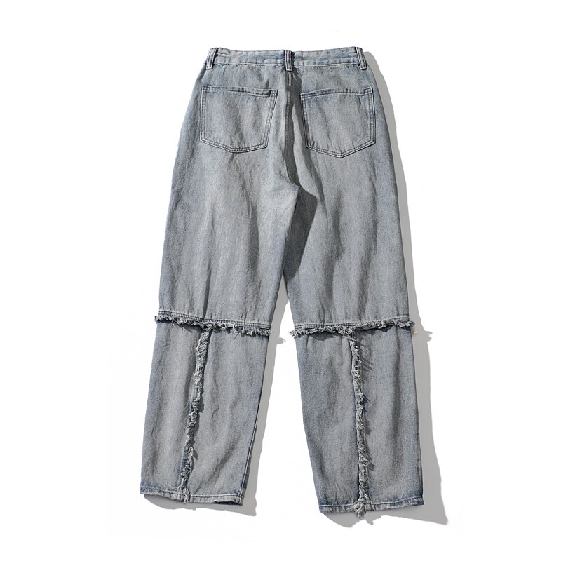 Pantalones vaqueros deshilachados y holgados desgastados para hombres y mujeres, Pantalones rectos de tela vaquera sueltos, pantalones Harajuku de talla grande de Hip Hop