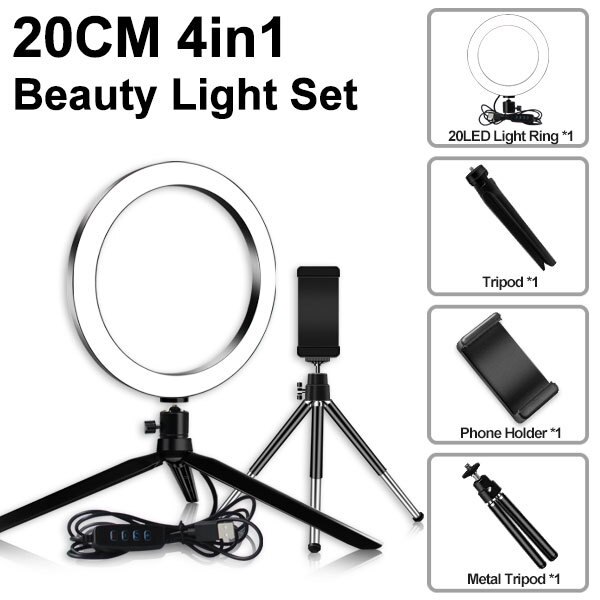 Great LED Ring of Right Light Selfie Lamp  for Youtube Cloth Makeup Photographic Lighting Phone Holder (RS)(1U50)
