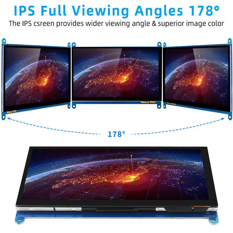 Pantalla táctil de 7 pulgadas, pantalla portátil IPS de 1024x600 para Raspberry Pi 5 4B 3B + 3B Zero, Monitor escecondario compatible con HDMI para PC