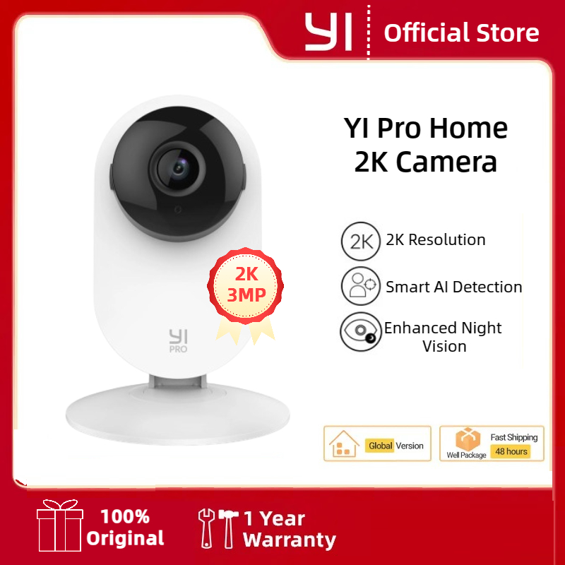YI Pro 2K Wifi Camera IP Smart Home 2-Way Audio Baby Cam with Night Vision Surveillance Protection Indoor CCTV Video Record