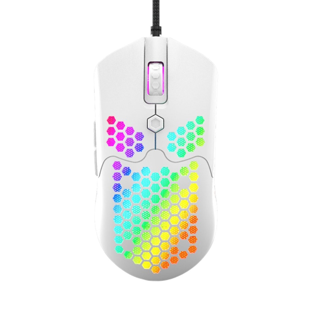 M5 Hollow-out Honeycomb Shell Gaming Mouse Colorful RGB Backlit Light Wired Mice with 7 Buttons for Game Lovers