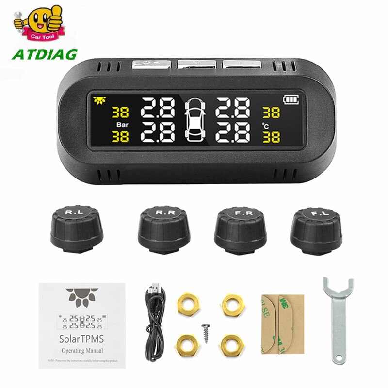 Smart Car TPMS Tyre Pressure Monitoring System Solar Power Digital LCD Display Auto Security Alarm Systems Tyre Pressure