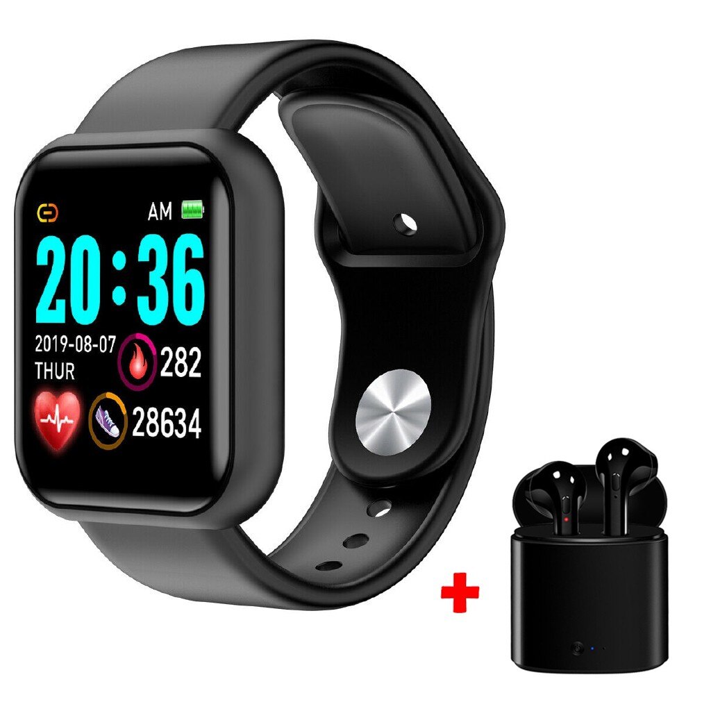 Y68 Pro D20 Smart Uhr Bluetooth Blutdruck Fitness Tracker Uhren Herz Rate Monitor Smartwatch Für Apple IOS Android: D20 Black i7 Black