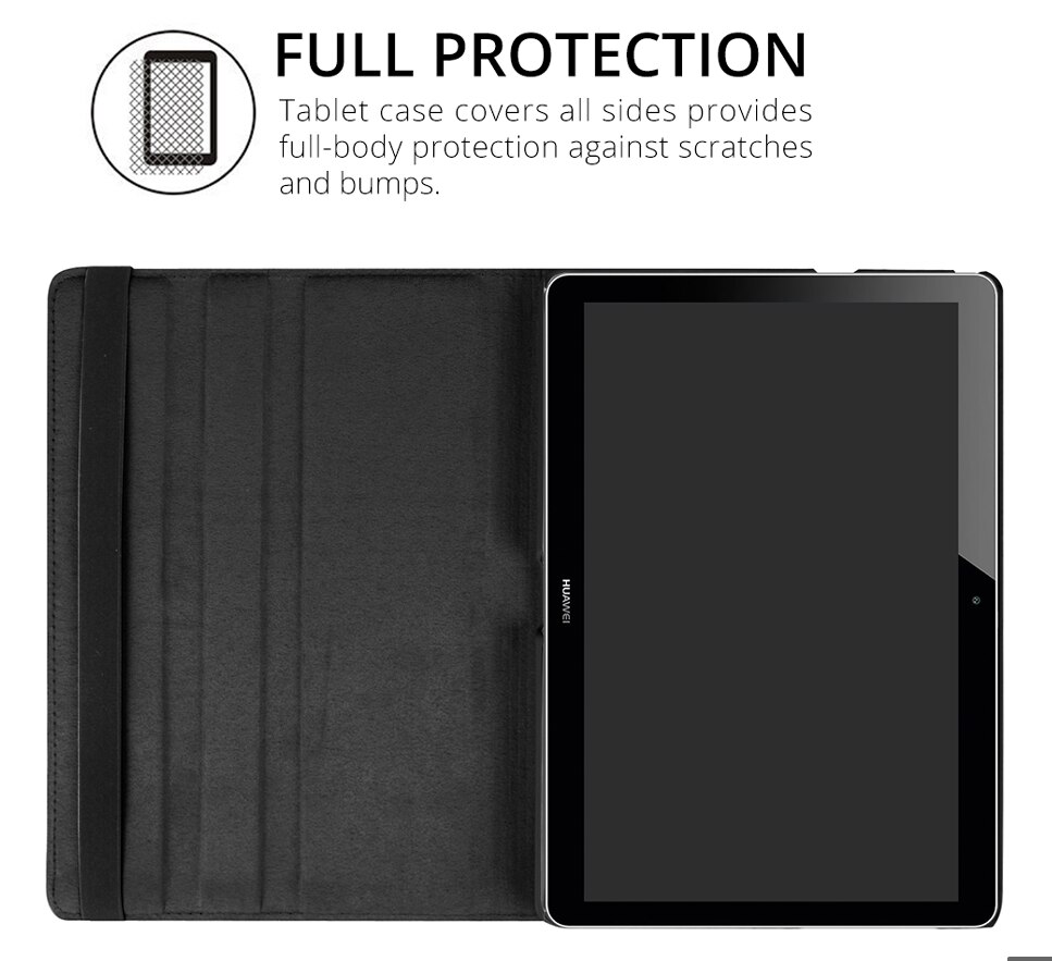 Case for Huawei MediaPad T5 10 Tablet AGS2-W09/L09/L03 10.1'' 360 Rotating Case Folio Leather Stand Cover for T5 with free