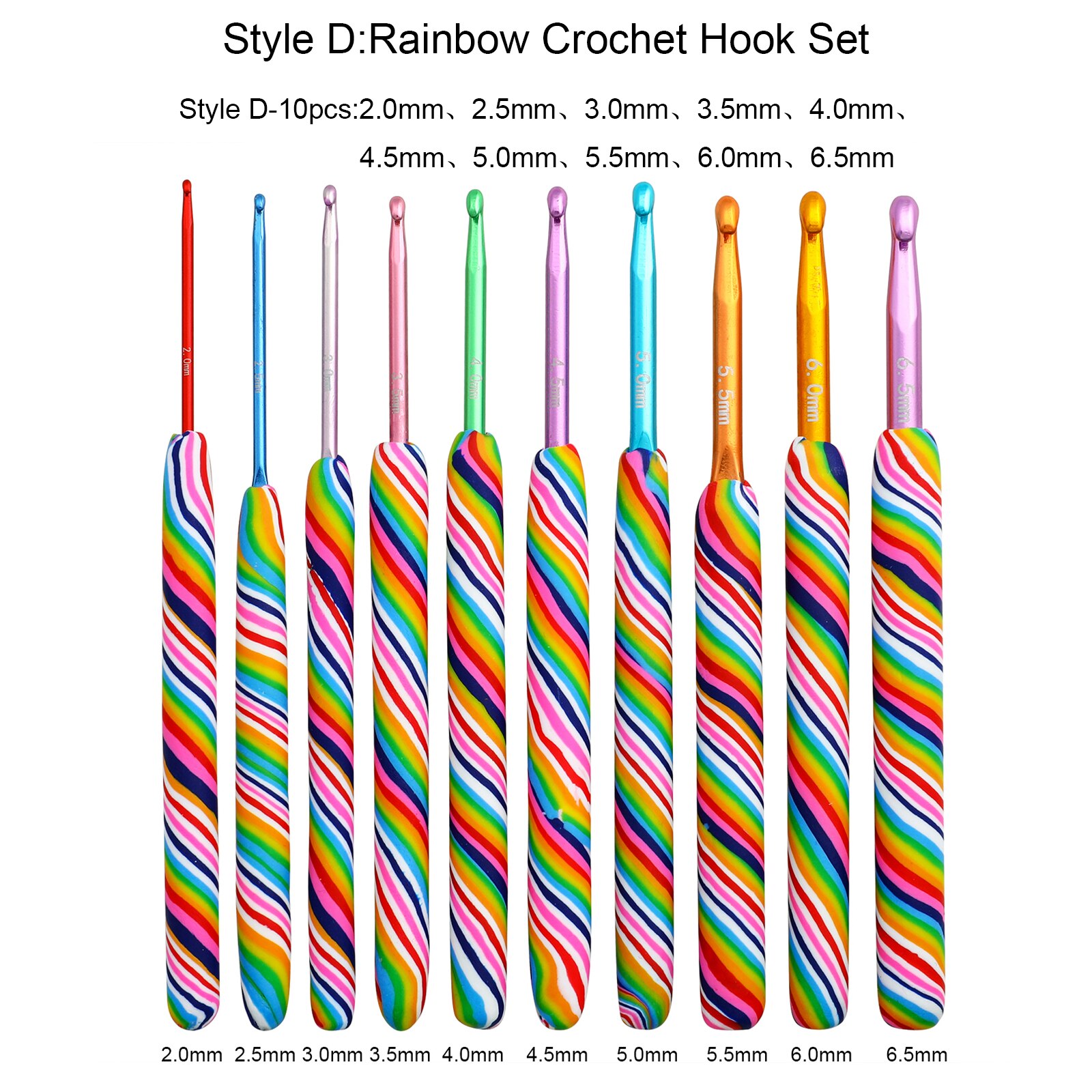 Premium Colorful Crochet Hook Set Soft Ceramic Mix Color Crochet Needles Home DIY Knitting Needles Sewing Tools: Style D-10pcs