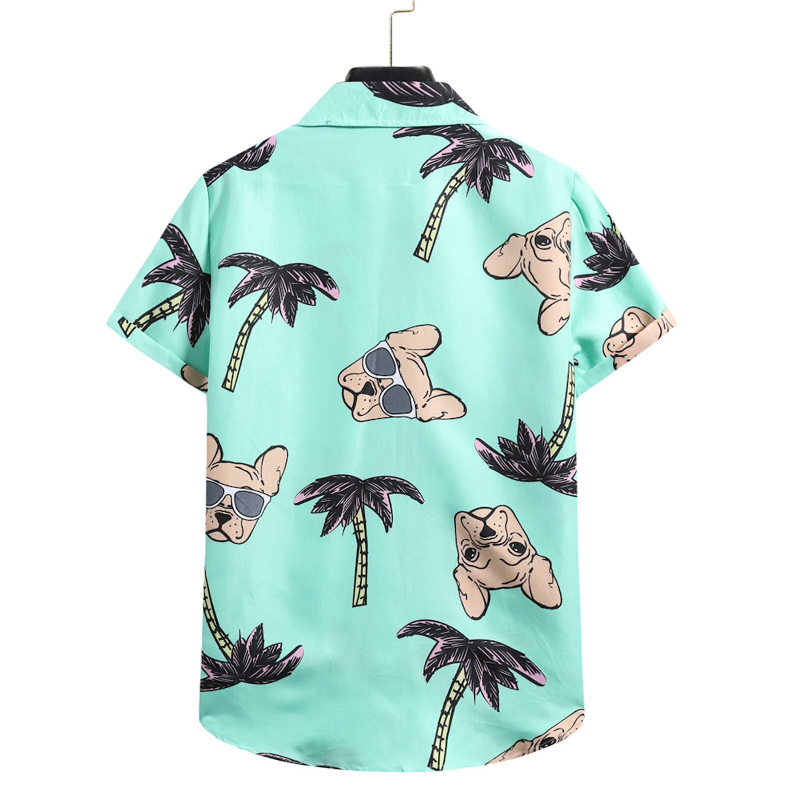 Men's Casual Hawaiian Print Short Sleeve Turn Down Collar Shirt Blouse Men Clothing Streetwear Men Button Shirt Camisa Masculina