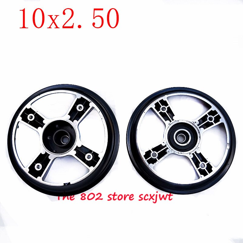 Super 10 inch solid wielen 10x2.50 explosieveilige Effen Banden & aluminiumlegering schijfrem gat velgen voor Elektrische Scooter