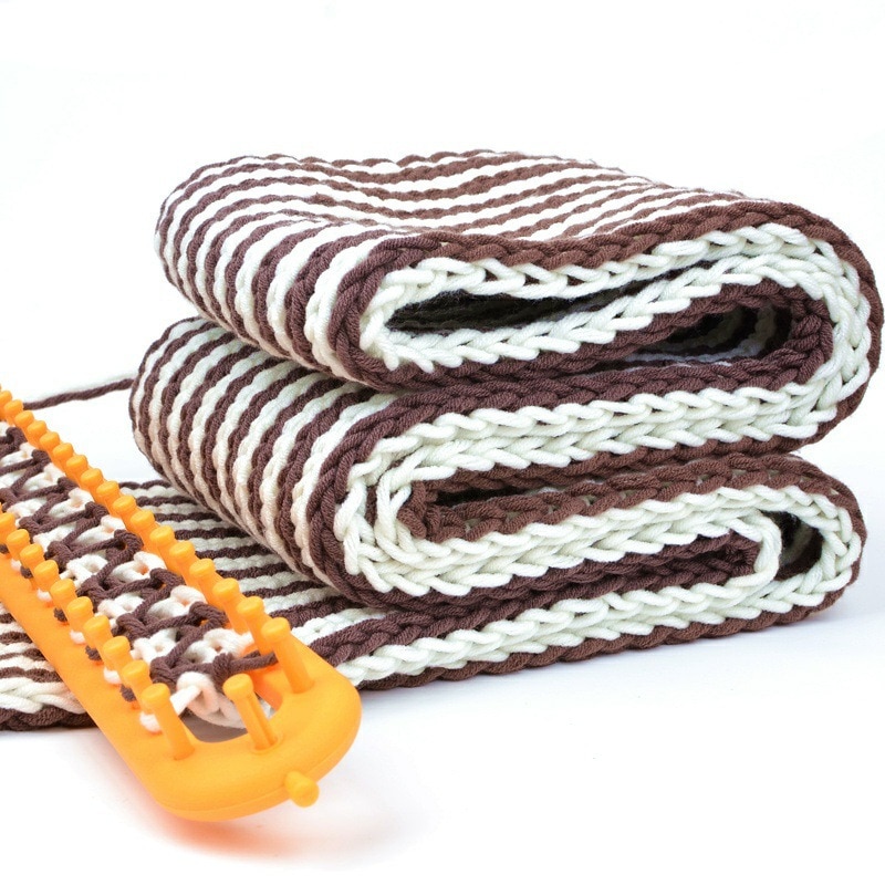 3pcs/Set Weaving Loom Knitting Kit Plastic Pompom Sock Hat Scarf Scarves Maker Plastic Long Handle DIY Weaving Tool Random Color