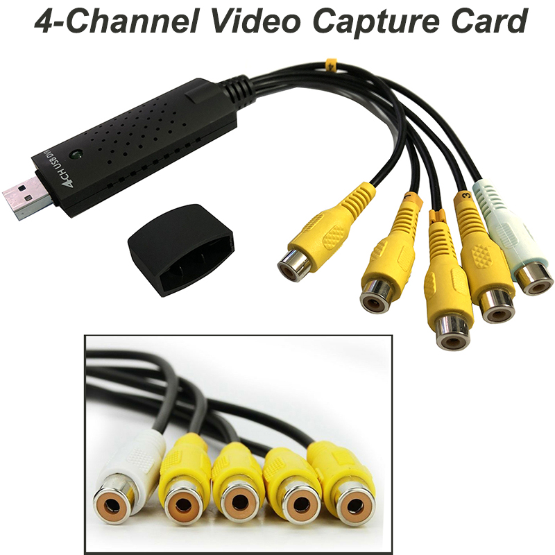 USB 2.0 Computer PC 4 Channel CVBS Audio Video Capture Card Video Grabber for DVR DVD VHS Player Security Camera Video Recorder