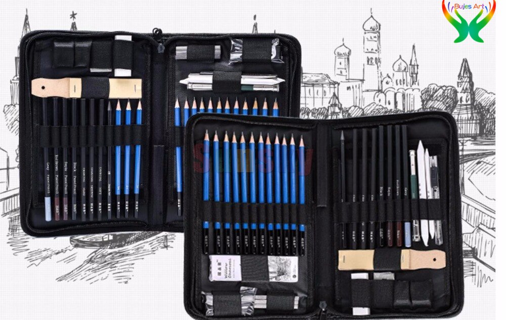 40pc/set Sketch Charcoal Pencil set drawing black pencil Writing Stationery drawing HB-TZ60 draw set School Office Supplies