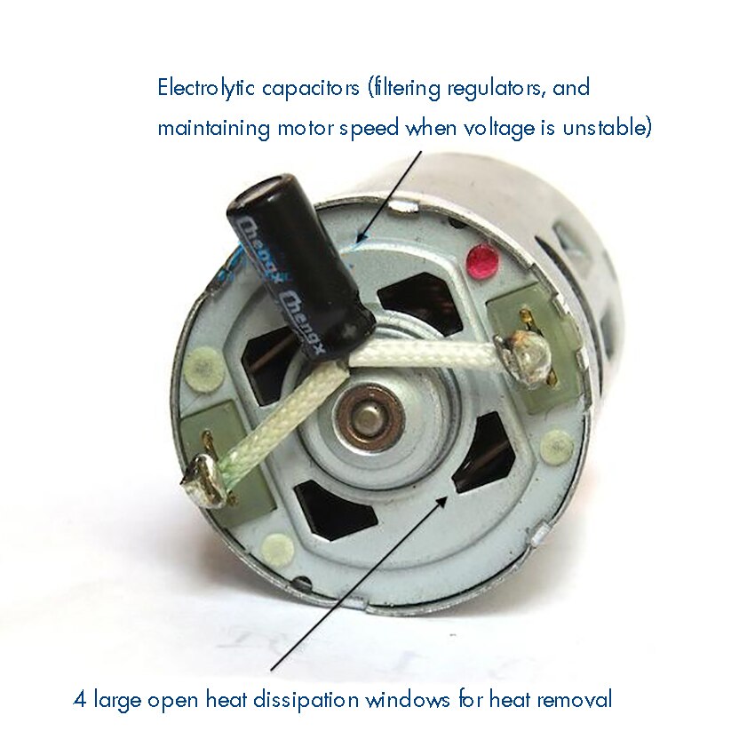 Rs380 dc motor med 4 kylhål  dc 4.5v-7.2v 18000-28800 varv / min höghastighets likströmsmotor för diy ship car rc modeller axel dia 2.35mm