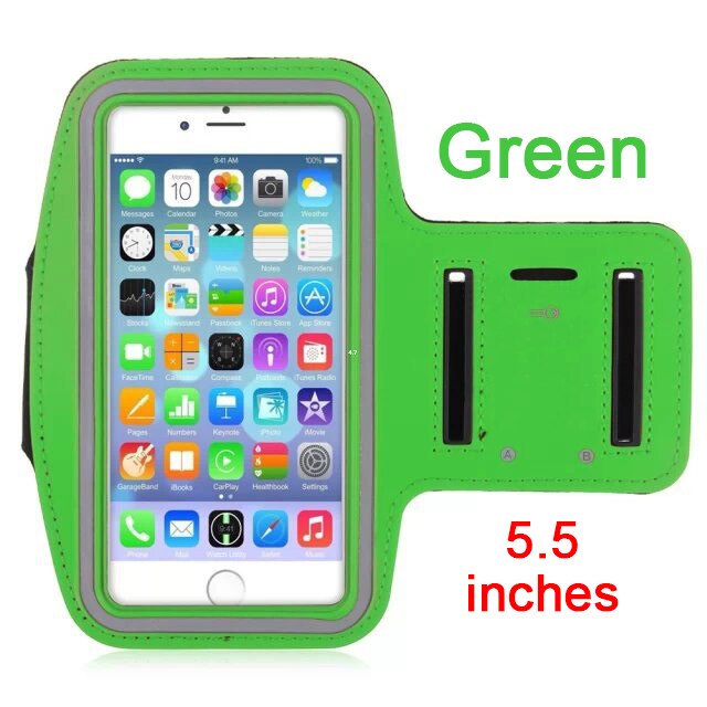 KLL Wasserdichte Brassard Lauf Gym Sport armband Fall Handy Arm Band Tasche Halter für iPhone Smartphone auf Hand: green 5.5 inch