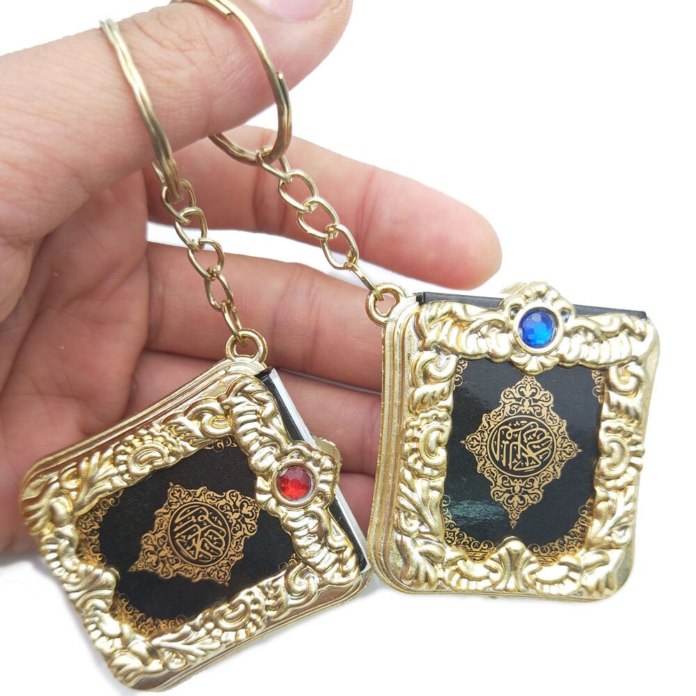 Porte-clés en or et argent véritable coran arabe, 20 pièces/lot, commémoratif pour invités, célébration de la mascotte musulmane Eid Mubarak