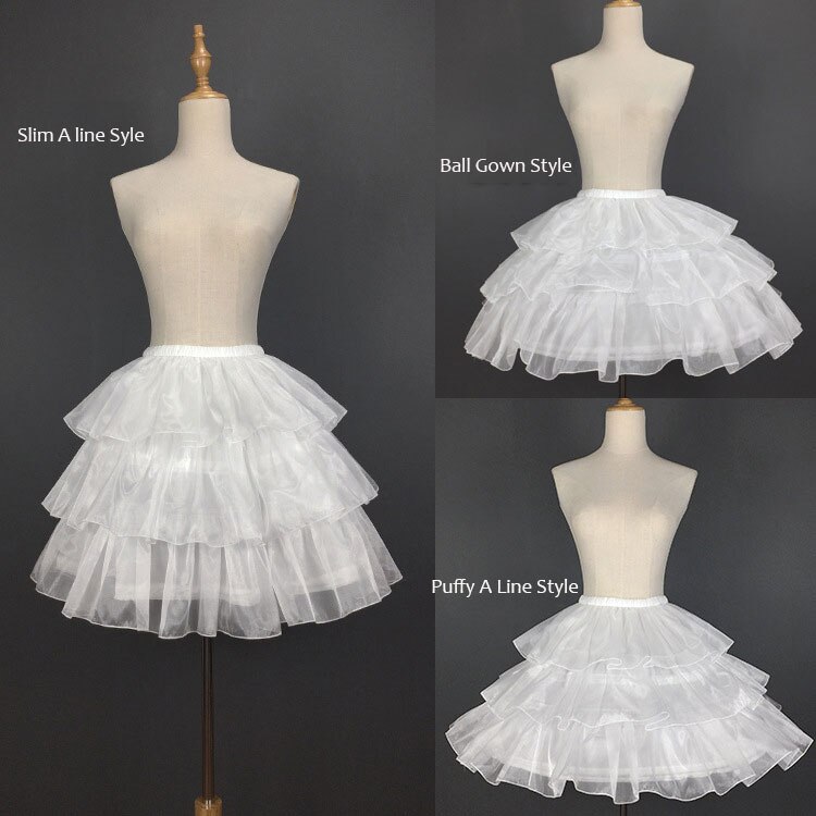 Sweet 3 Hoops Lolita Petticoat Puffy Short 3-way Underskirt Cosplay Pettiskirt for Adult