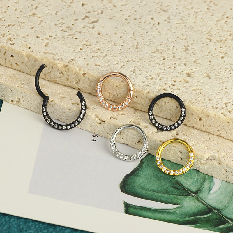 1 pièces cristal Septum cerceau Clickers nez anneau Cartilage Piercing Helix cerceau boucle d'oreille Tragus bijoux Daith cerceaux Rook boucle d'oreille Lobe