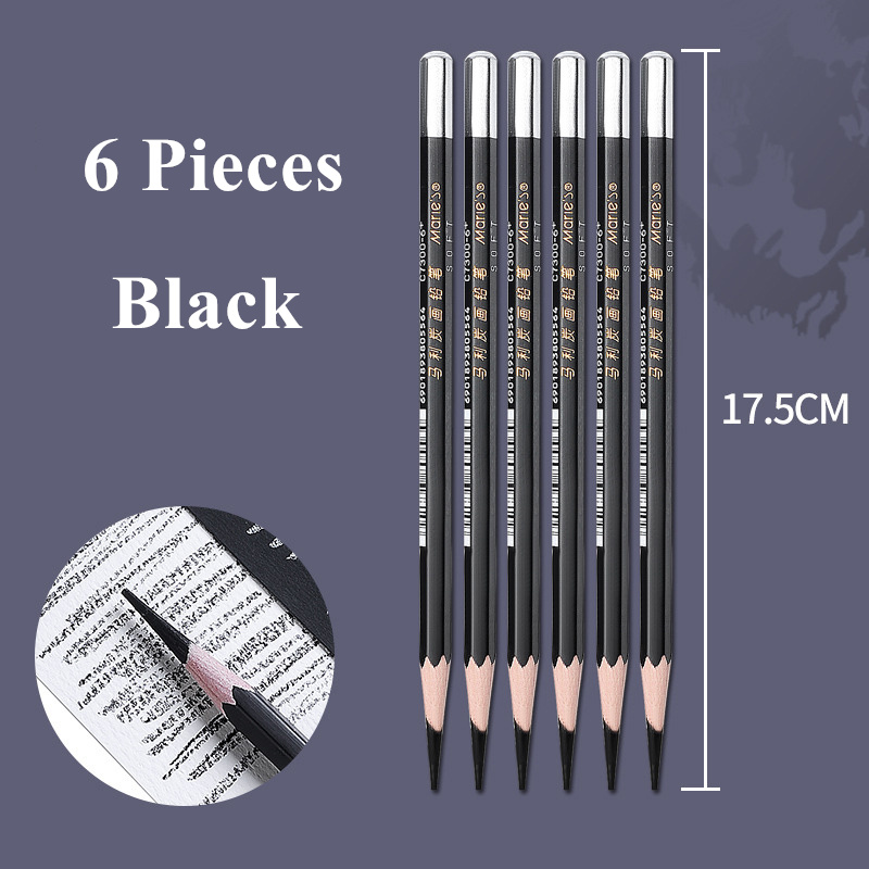Juego de lápices de carbón blanco y negro para dibujo, bocetos, sombreado en papeles oscuros, cartón de colores, 6 unidades por juego: BLANCO