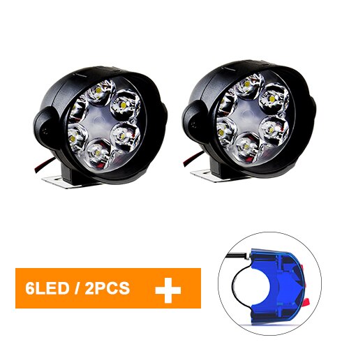 Accessoires de projecteur électrique de moto | Projecteur à Led 12V 6500K 6 Leds, feux de voiture, ampoules lumineuses pour moto tout-terrain: 2pcs 6 leds  blue