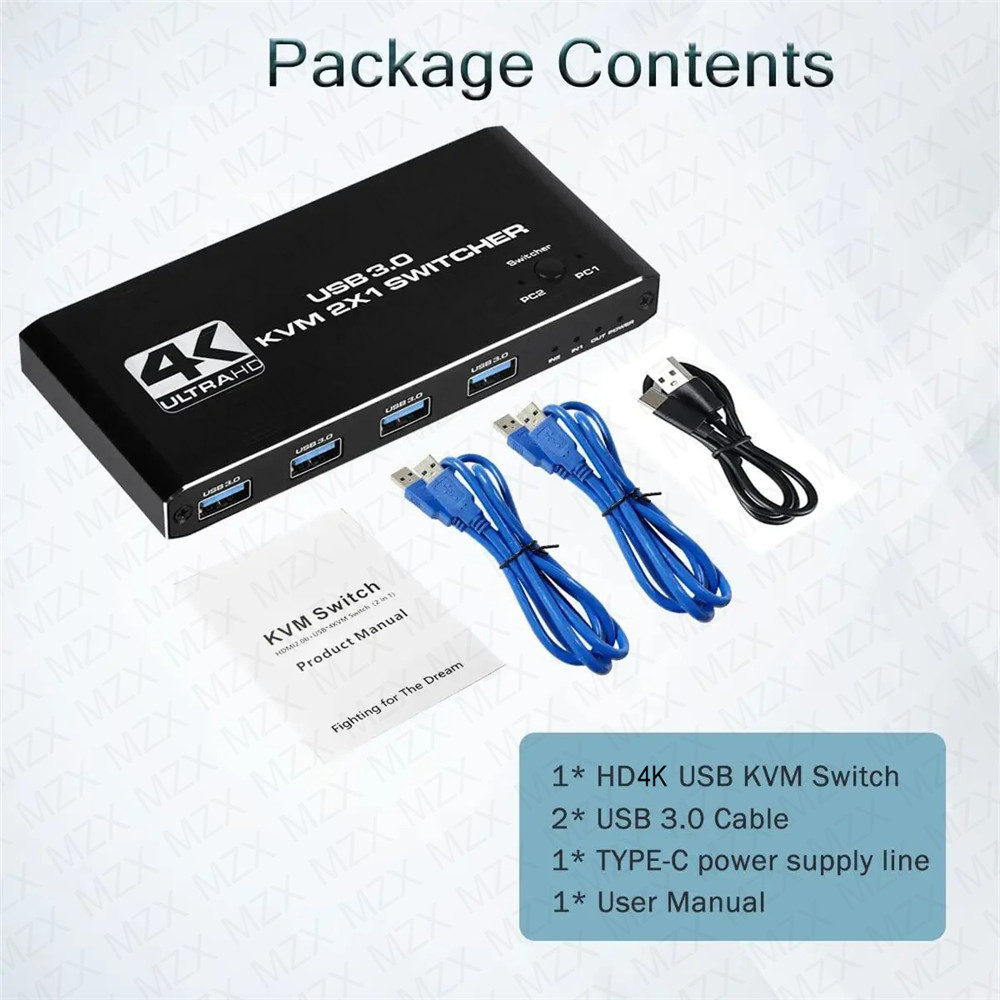 Mzx Kvm Switcher Usb 3.0 Hub Switch Hdmi-Compatibele 4K Selector Docking Station 2 Computer Delen 4 Usb Apparaten Toetsenbord Monitor