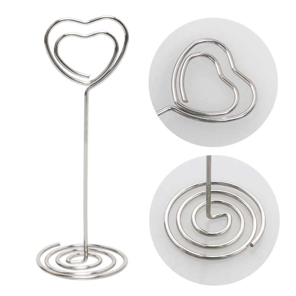10Pcs Metal Party Table Number Card Holder Heart Ring Star Shape Photo Note Clip Party Direction Signs Photo Holders