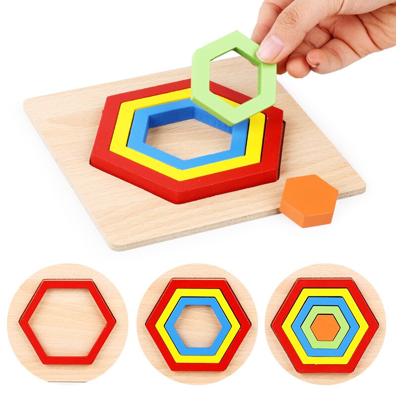 Shape Cognition Board Children's Jigsaw Puzzle Wooden Toys Kids Educational Toy Baby Montessori Learning Match Bricks Toys