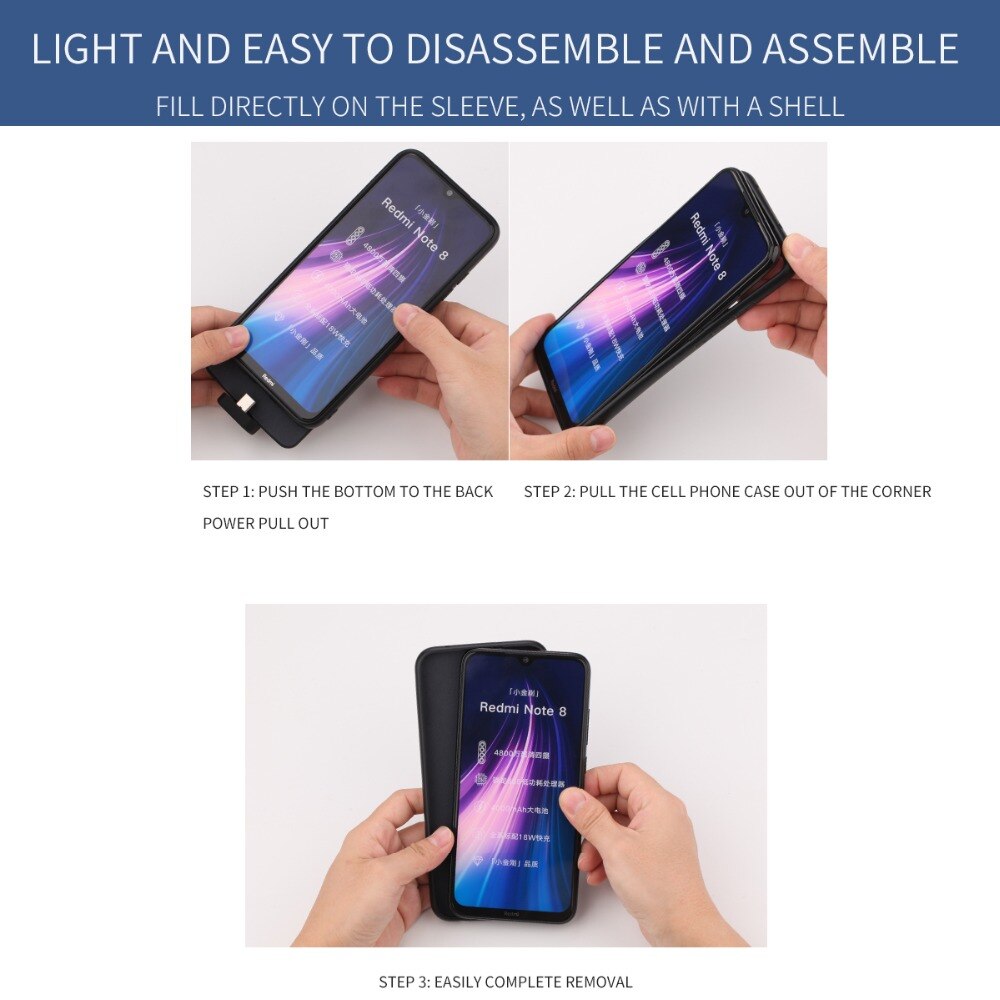 5000 mah til xiaomi redmi note 8 note 8 pro batterioplader cover eksternt smartphone cover power bank power case